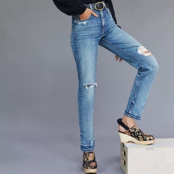 Anthropologie Pilcro High-Rise Twist-Seam Slim Boyfriend Jeans Light Wash 27 - Picture 7 of 16